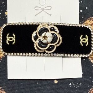 CC Velvet Black and Gold Hair Clip